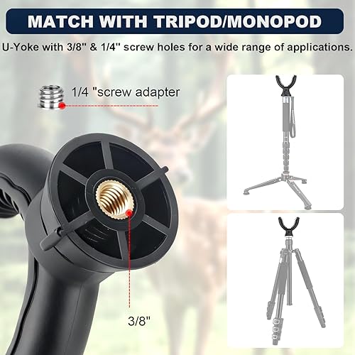 Miniatura 6 de Soporte para yugo en V, soporte para disparo, trípode de caza, soporte para rifle giratorio de 360°, cabeza de reposo de yugo en V para rifles, palo