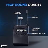 Vista 3 de Gemini Sound UHF-02HL-S34 - Auriculares inalámbricos UHF de doble canal y sistema de micrófono de solapa, perfecto para instructores de fitness