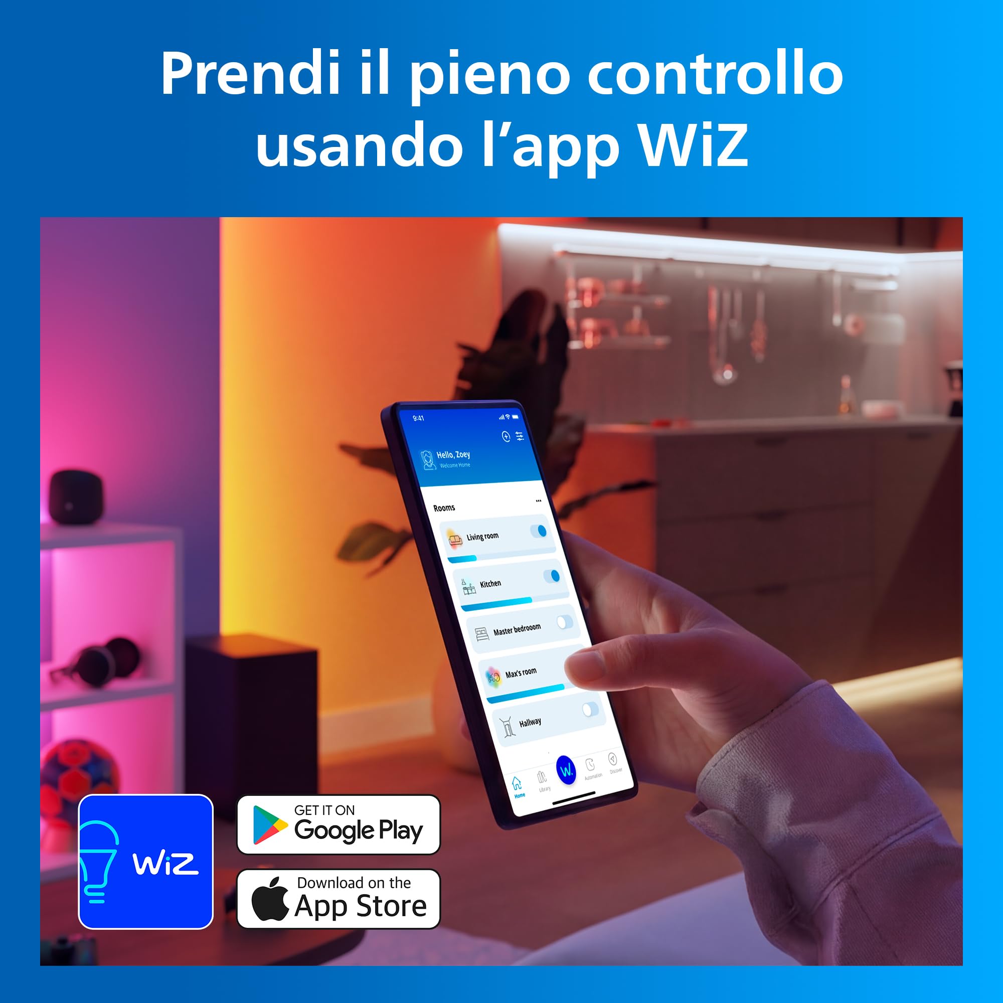 Philips Smart Lighting HDMI 2.1 Sync Box 8K led Retroil TV da 75-85”, Striscia LED RGBIC, Freq Agg Ultraveloce, Luce Personalizzabile, Facile da Installare, TV, Film, Giochi, Ingresso HDMI Richiesto