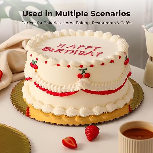 Miniatura 42 de Fit Meal Prep Paquete de 20 tablas para tartas, círculos redondos dorados de 6 pulgadas, círculos de pizza desechables, soporte de base para postres