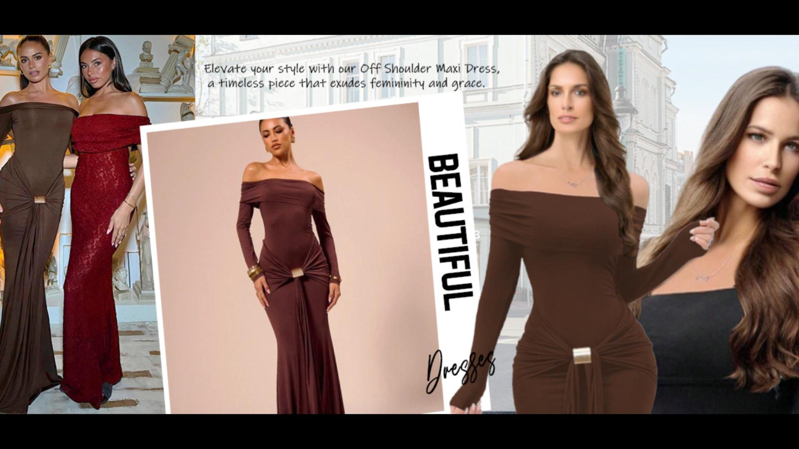 Amazon.com: HJKOUYT Women Off Shoulder Maxi Dress, Sexy Long Sleeve Bow Tie  Bodycon Ruched Tie Waist Bodycon Formal Long Dress Black : Clothing, Shoes  & Jewelry