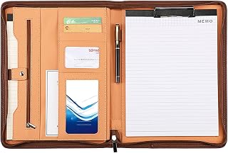Portfólio de pasta de couro com fecho envolvente com zíper Organizador de trabalho para passagens, propostas, documentos, currículos e tudo o mais que você precisar para enfrentar o mundo dos negóci
