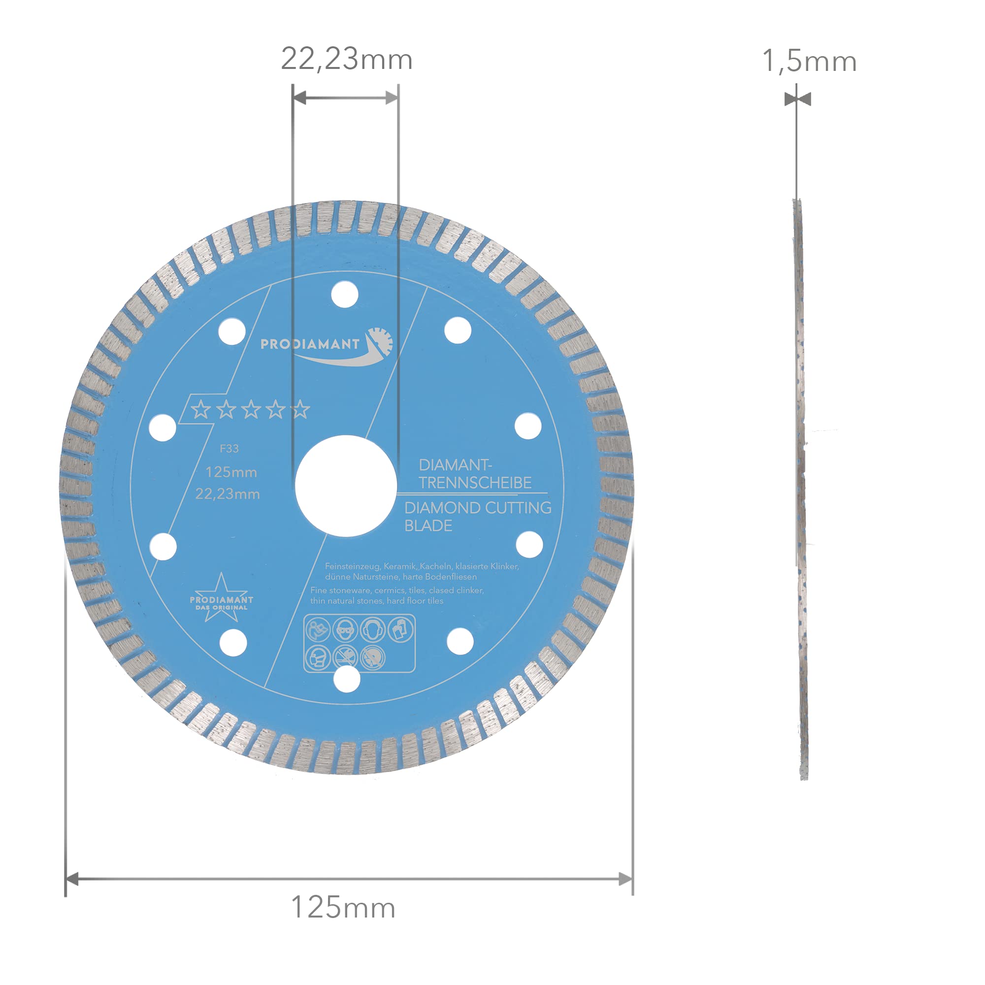 PRODIAMANT Disque à Tronçonner Diamant F50 125mm - Extra Fin Pour Carrelage Grès Cérame