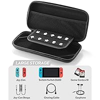 Vista 4 de Bheddi Switch Carrying Case fits SwitchSwitch OLED - Hard Shell Protective Portable Travel Carry Case with 10 Game Card Slots and 2 Tempered Glass