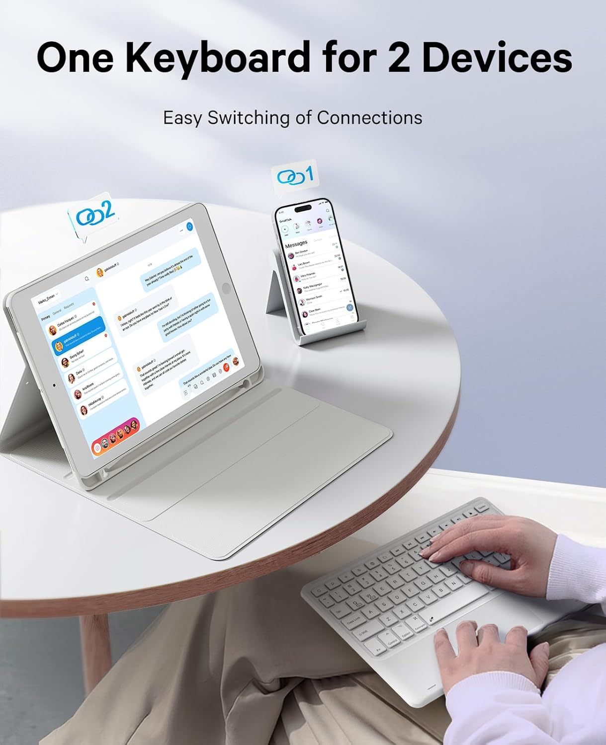 GreenLaw Keyboard case for iPad 9.7 inch, iPad 6th Gen (2018), iPad 5th Gen (2017), iPad Air 2 (2014), 7 Color Backlit, Support 2 BT Devices, Touchpad Keyboard iPad Pro 9.7, White - Image 6