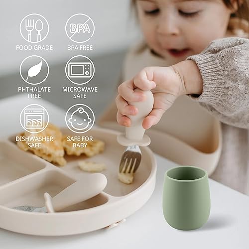 Miniatura 4 de Tazas abiertas diminutas de silicona, tazas de entrenamiento para el destete LED del bebé (étersalvia)