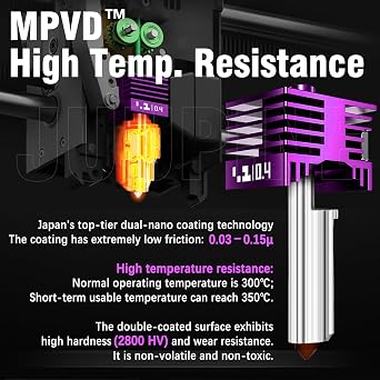 2PK MPVD Hotend 0.4mm for Bambu Lab X2D/P2S H2/A1 Series Nozzle Upgrade Nano-Coating Anti-Stick Filament High Hardness 2800HV for Bambu lab X2D P2S Nozzle Bambu Lab H2S Hotend