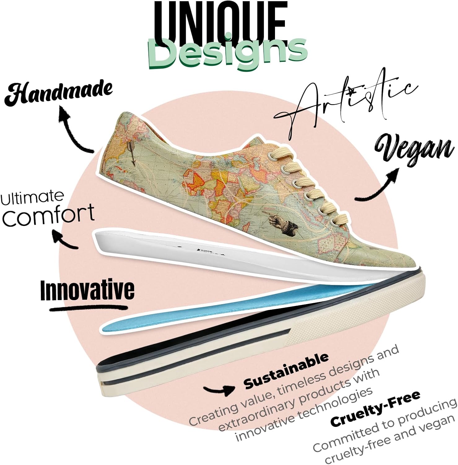 DOGO Vegan Leather Sneakers for Women - Handmade and Unique Fashion Sneakers for Women