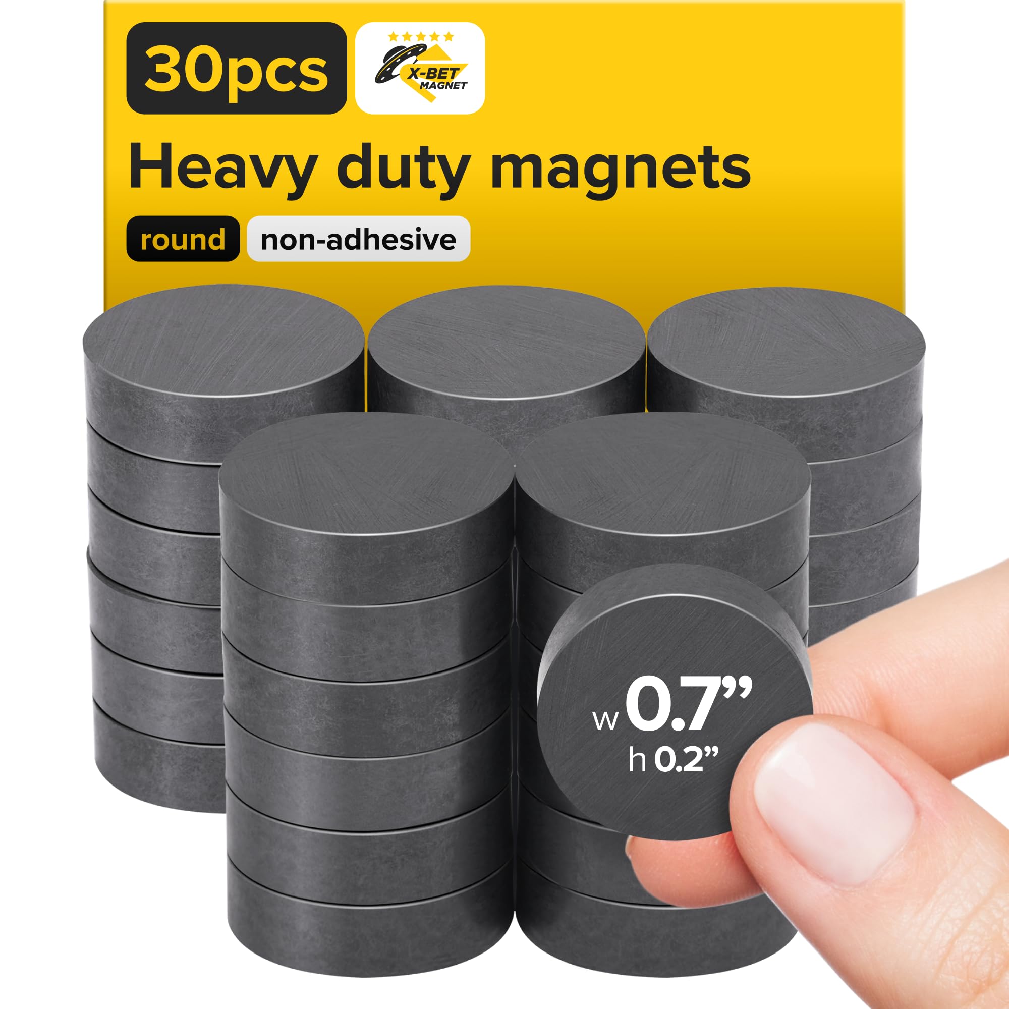 X-bet MAGNET Craft - 18 mm (0.709 inch) Round Disc Ceramic - Flat Circle for Crafts, Science & DIY - Ferrite Small Perfect for Refrigerator, Whiteboard, Fridge - 30 PCs