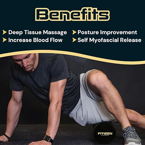Miniatura 6 de FitNation Rodillo de espuma Rodillo muscular de espuma de alta densidad Rodillos de espuma texturizada para masaje muscular, estiramiento,