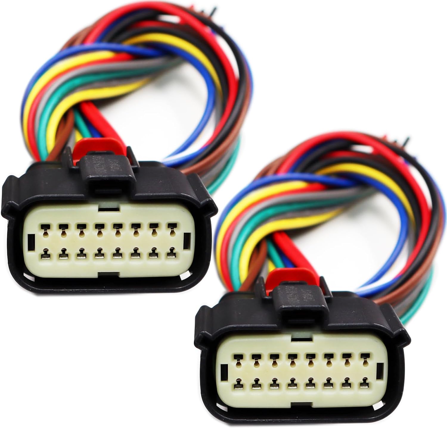 LIZAPUS 2Pcs 16 Pin Headlights Connector Compatible with Jeep Grand Cherokee 2014-2024 68376997AD Pigtail Harness Plug