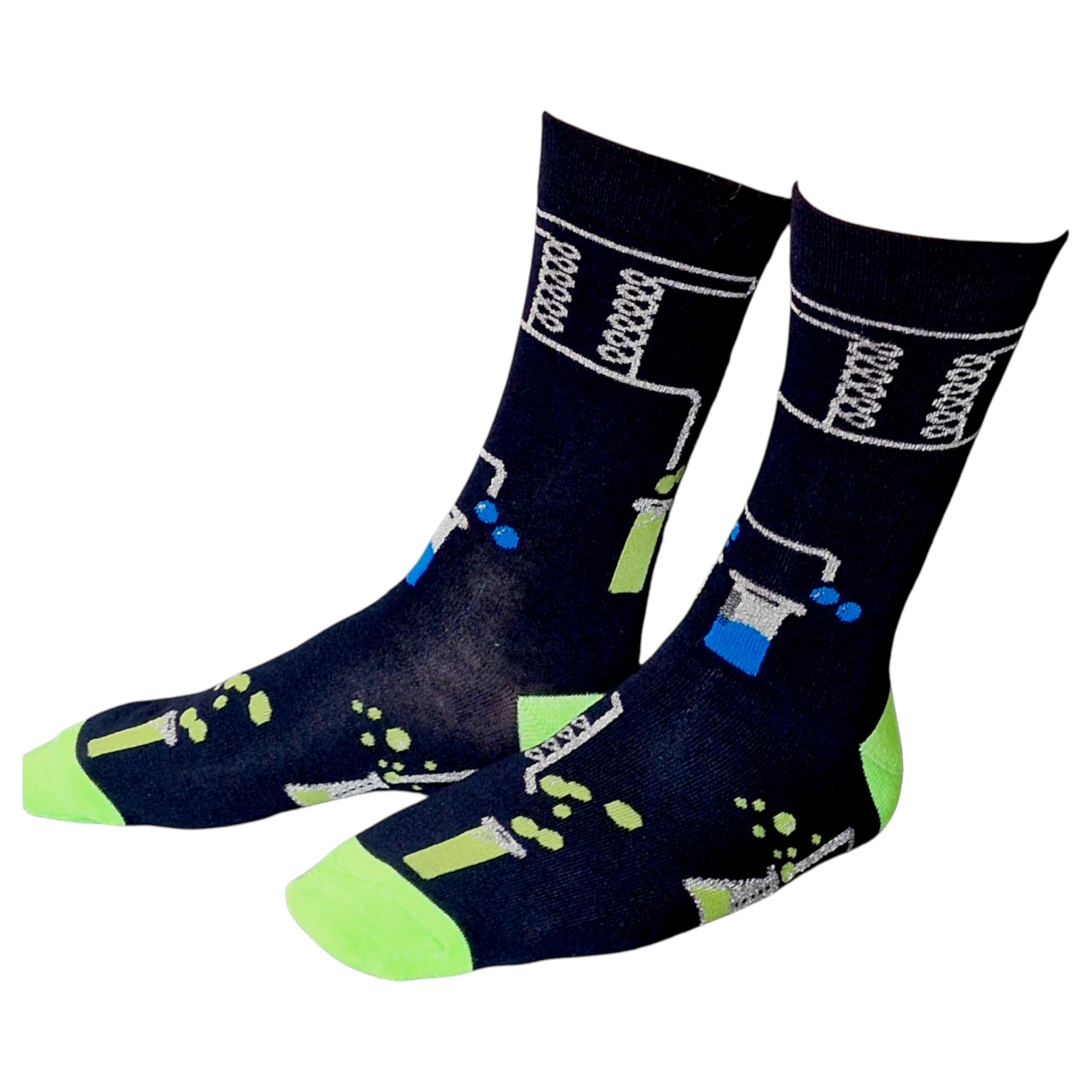 Sock Shack Men's Black Chemistry Lab Beakers Test Tubes Science Scientist Socks One Pair