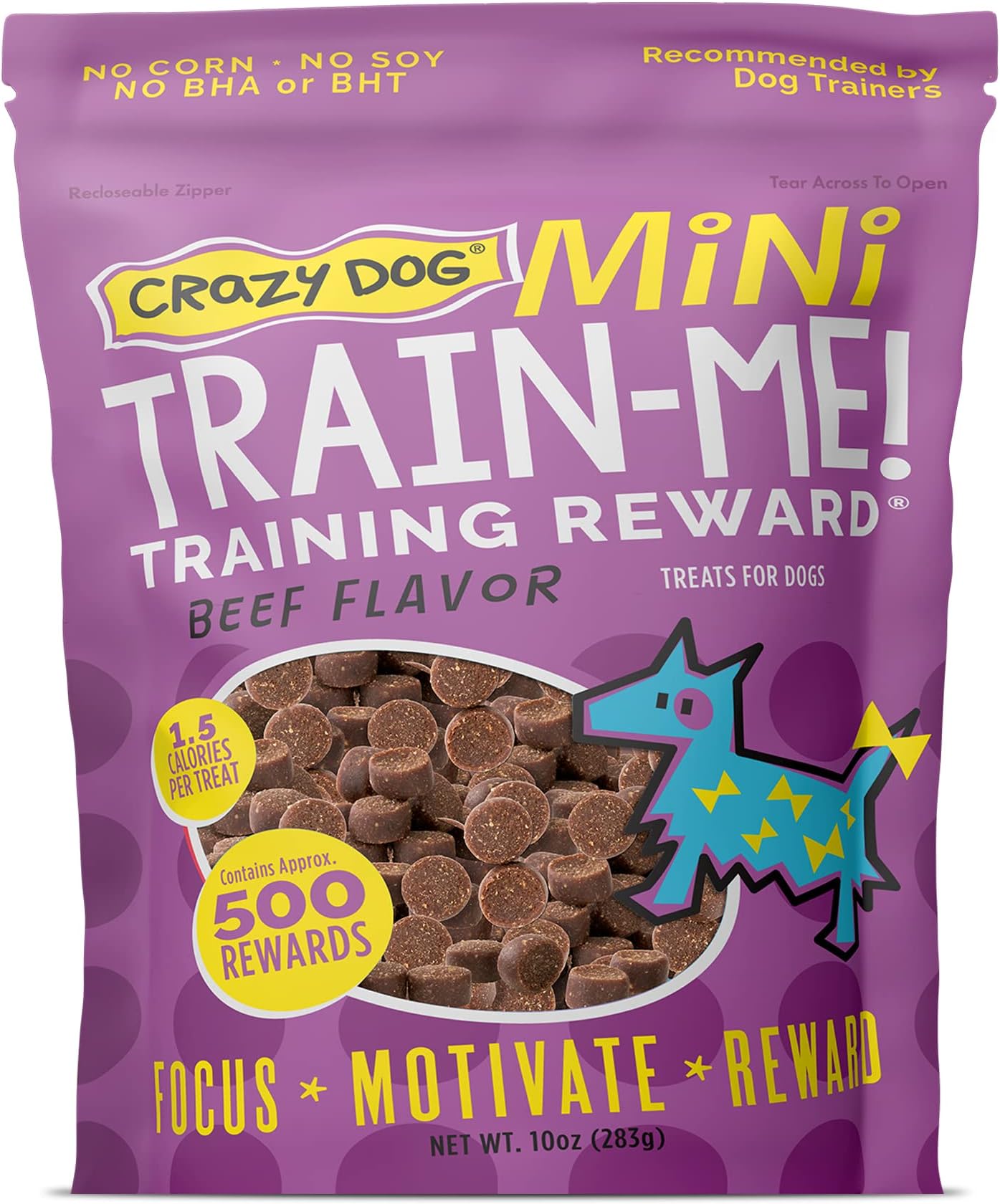 Mini Train-Me! Training Treats 10 oz. Bag, Beef Flavor, with 500 Treats per Bag, Recommended by Dog Trainers