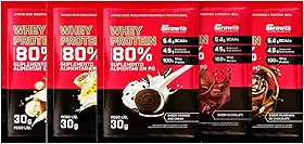 Combo - Whey Protein Concentrado 30g - 5 Sachês (Chocolate, Beijinho, Cokies and Cream, Mousse de Maracujá e Milkshake de Chocolate) - Growth
