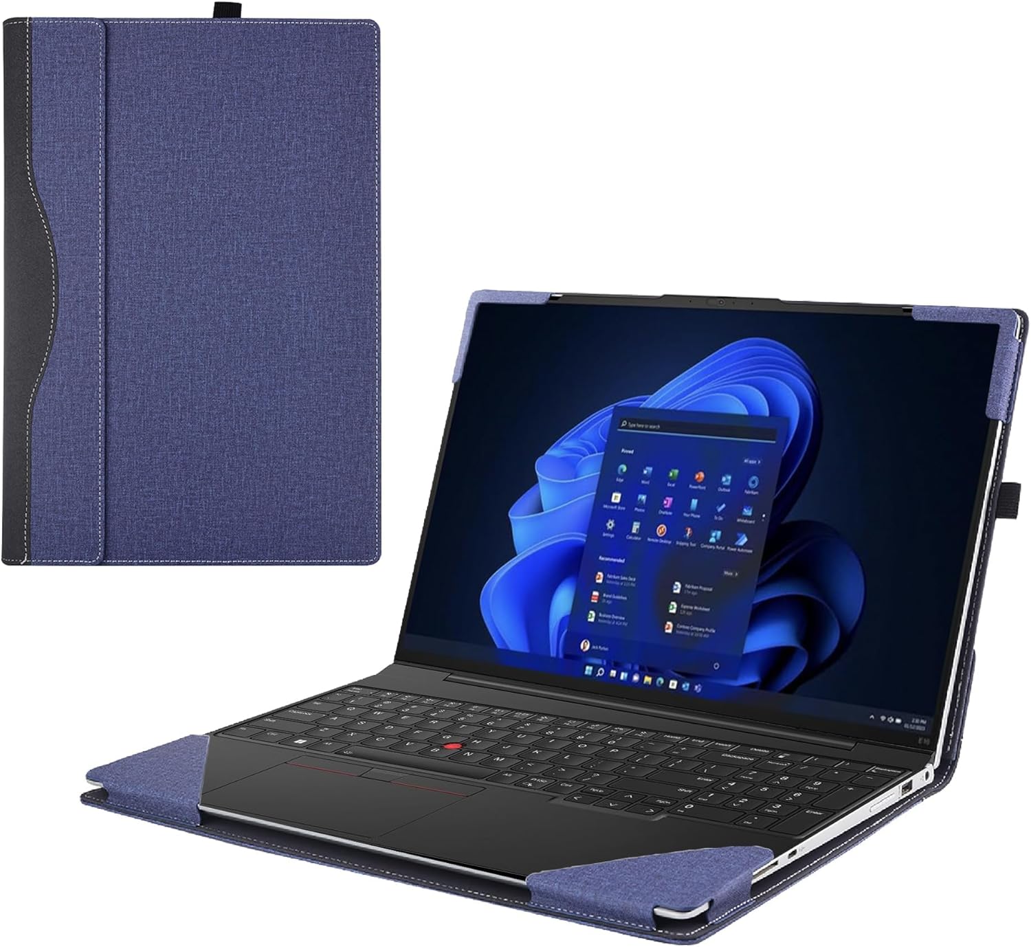 Laptop Cover Case for Lenovo ThinkPad T16 Gen 3/Gen 4 16inch [not Compatible with Any Other Model] 2-in-1 PU Leather Detachable Notebook Sleeve (Blue)