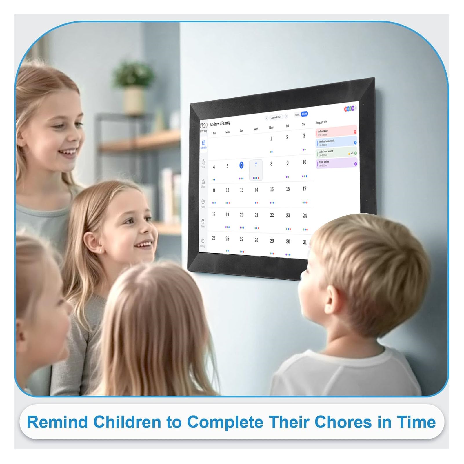Intelligenter Digitaler Kalender, 13,3-Zoll-HD-Touchscreen-Familienplaner mit WLAN-Synchronisierung, Bildschirmfreigabe für Mehrere Benutzer, für die Organisation zu Hause und die