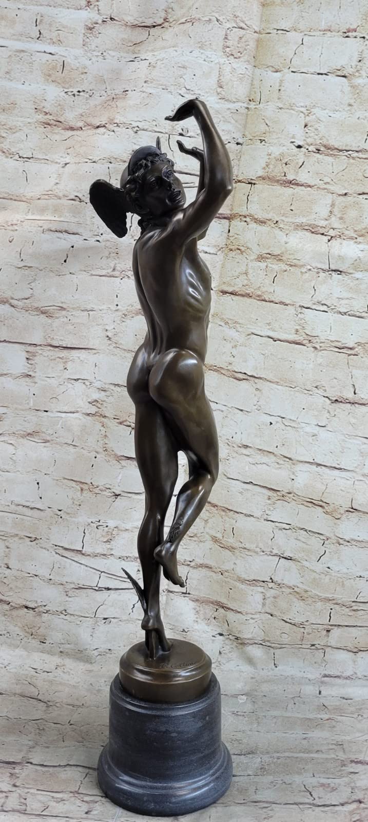 Handcrafted Home/Office 100% Solid Bronze Statue Flying Mercury by Cellini Gift