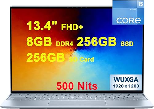 Dell XPS 13 9315 - Laptop empresarial delgada y ligera 13.4 pulgadas FHD+ 500 nits Intel 10-core i5-1230U de 12 generación 8 GB DDR4 256 GB SSD +