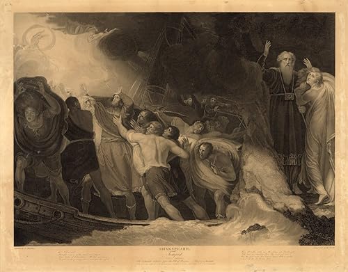 Shakespeare Tempest Nprospero y Miranda justo en la isla mientras los marineros naufragan (Acto I Escena I) De William ShakespeareS El grabado de la