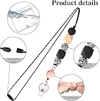 Vista 3 de Juego de 3 cordones retráctiles de 9 pulgadas para tarjetas de identificación, cordón para profesores con soporte de identificación, cordones