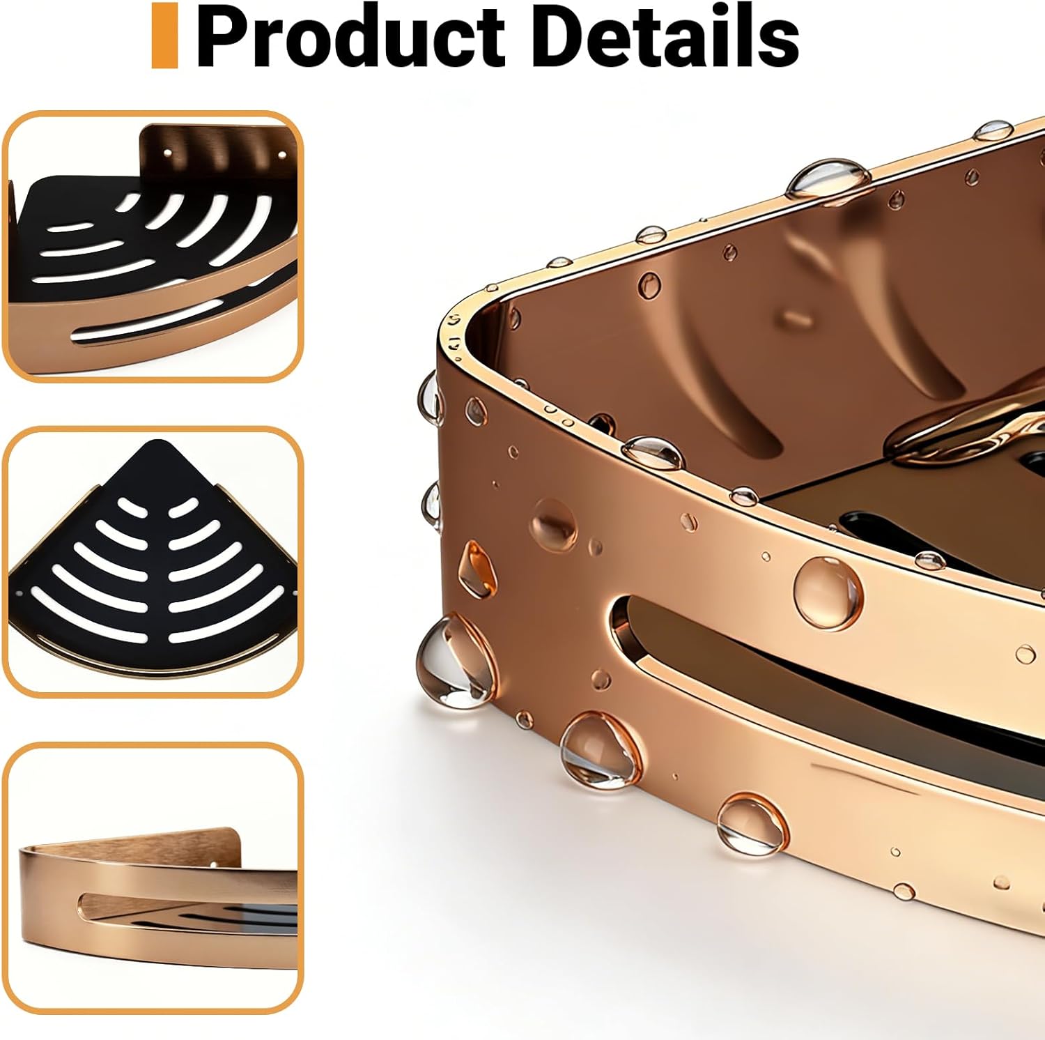 Corner Shower Shelf, Bathroom Shower Caddy Organizer, 2-Tier Bathroom Corner Shelves, Corner Shelf with Includes Four Hooks, Drilling/Adhesive Mounting Methods