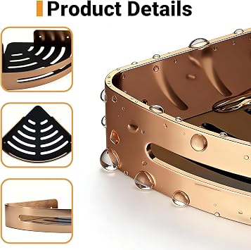 Corner Shower Shelf, Bathroom Shower Caddy Organizer, 2-Tier Bathroom Corner Shelves, Corner Shelf with Includes Four Hooks, Drilling/Adhesive Mounting Methods