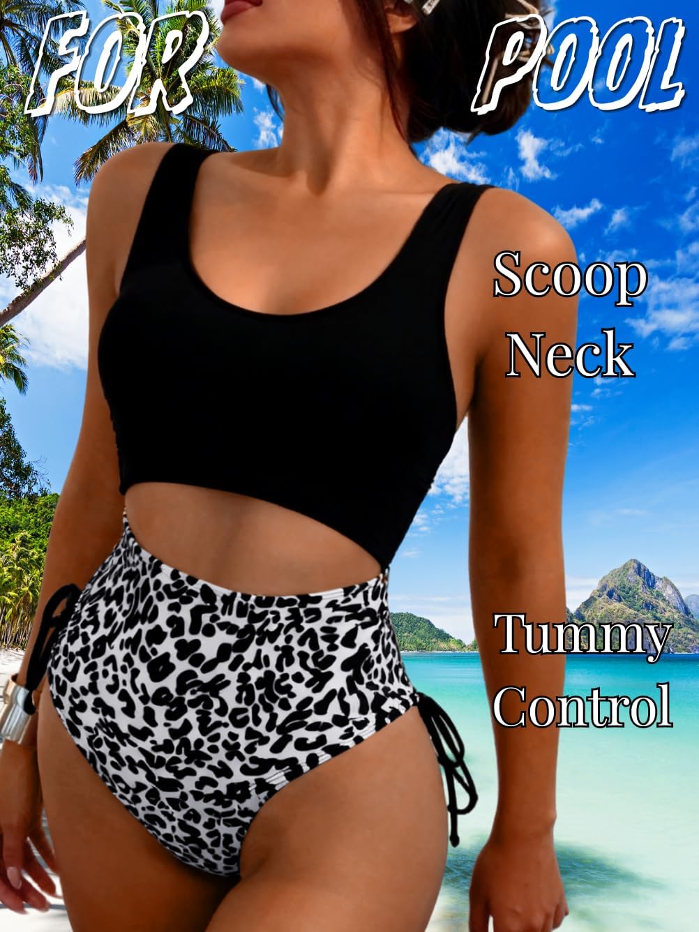 Women Sexy Leopard One Piece Swimsuit, Low Back Cut Out Cheetah Bathing Suit, Ruched High Leg Cheeky Monokini Beach - Image 4