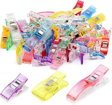 Doukey 150PCS Sewing Clips and Quilting Clips Multipurpose Plastic Clips Craft Clips Sewing Accessories Quilting Supplies Crafting DIY Supplies Assorted Colors & Size with Plastic Box