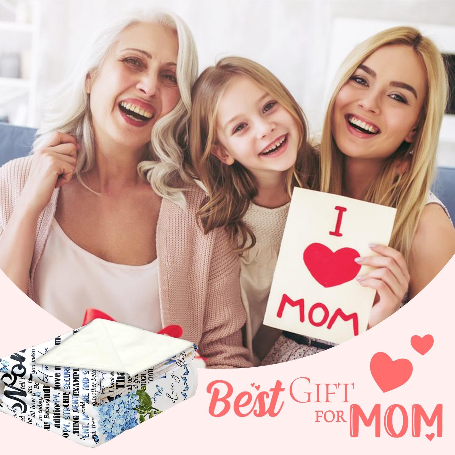 Mom Blanket Gifts from Daughter Son, Gifts for Mom Birthday Mothers Day Anniversary, Super Soft Cozy Flannel Throw Blankets for Bed Couch Sofa Car Travel Nap Blanket on All Seasons
