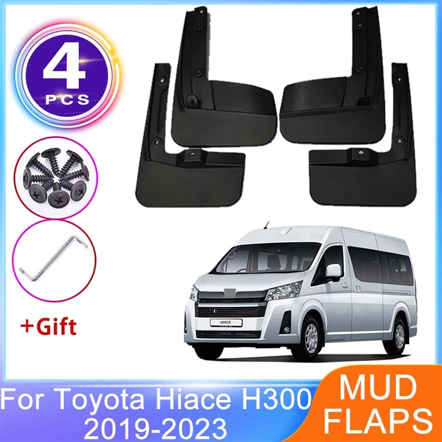 4PCS Car Mudguards for toyotas Hiace H300 GranAce 2019~2023 Front Rear Mudflaps fenders Splash Guards Wheel Protector Accessories