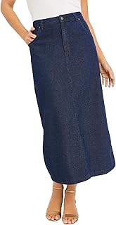 Sponsored Ad - Jessica London Women's Plus Size Classic Cotton Denim Midi Skirt 100% Cotton