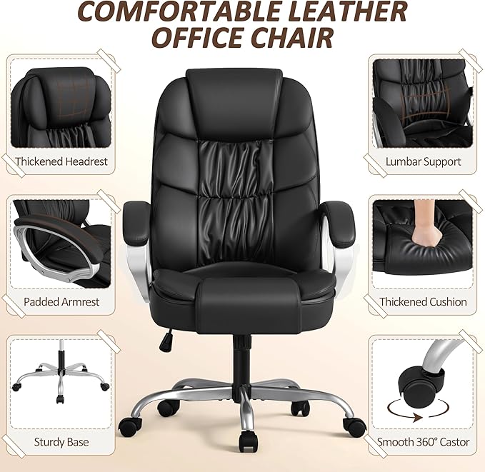 Silla de Oficina Ejecutiva Giratoria Ergonomica con Respaldo miniatura 6