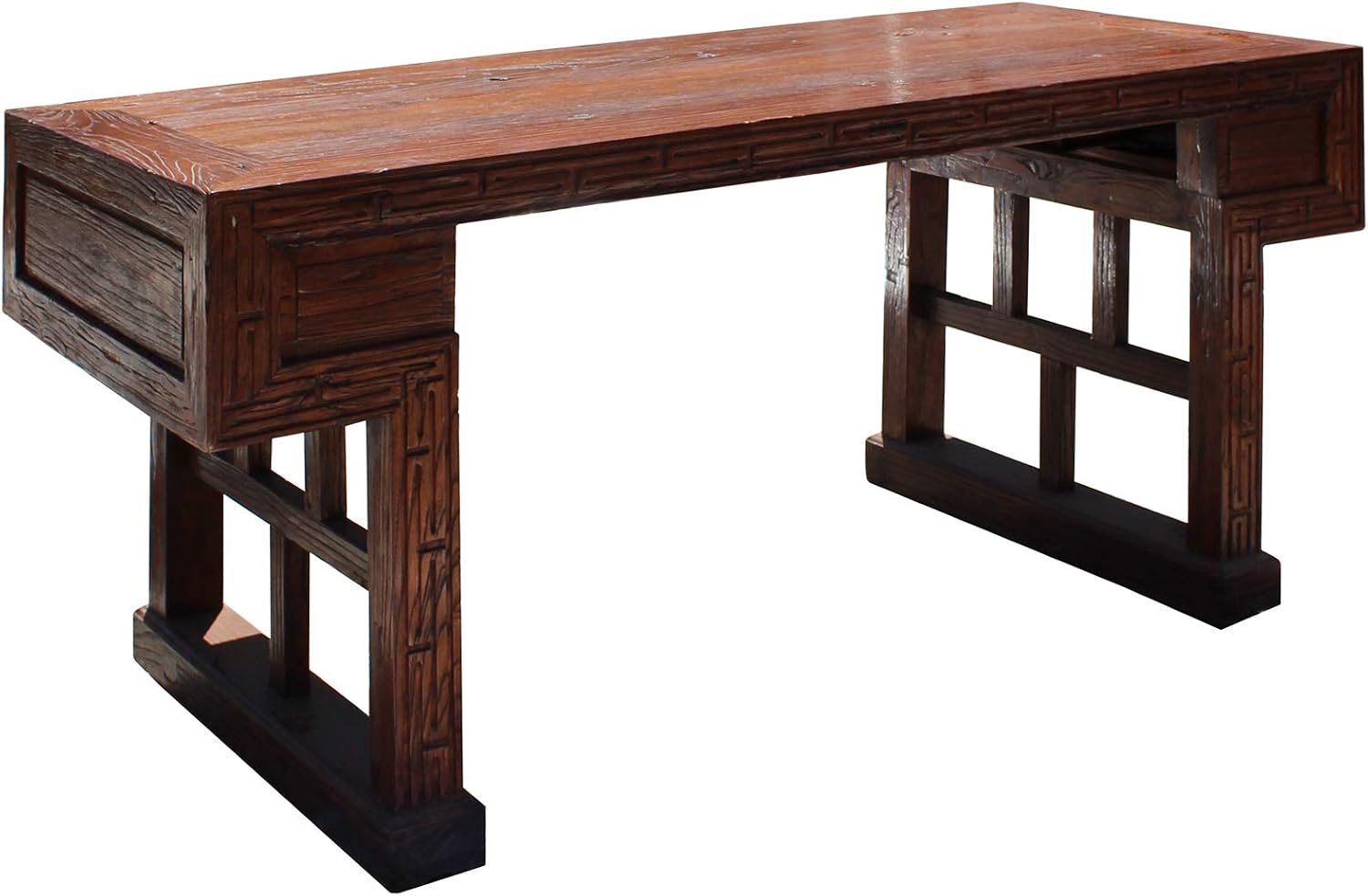 Raw Wood Plank Rectangular Contemporary Wood Base Desk Table Acs5721
