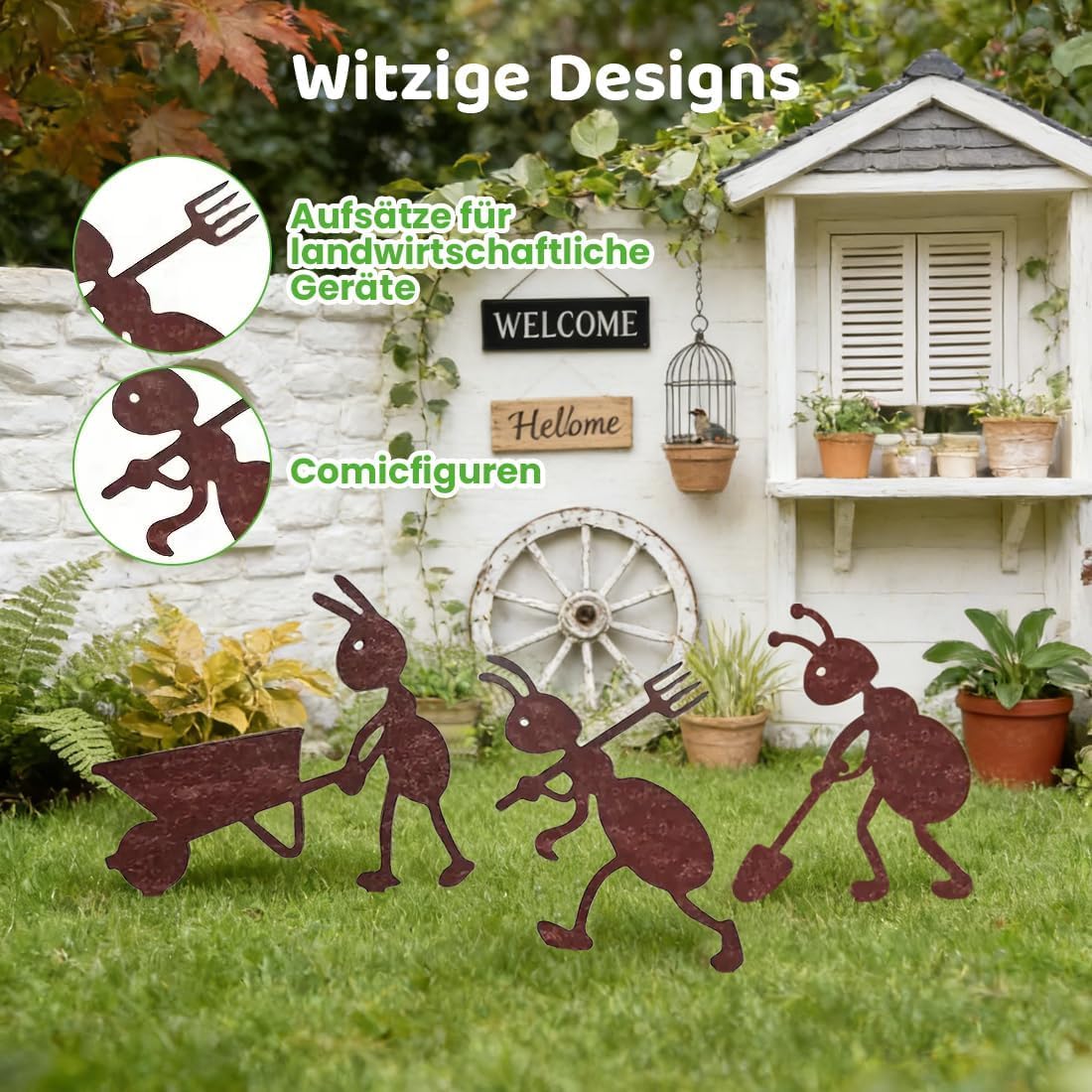 Zestaw Mrówek Patyna Szlachetna Dekoracja Ogrodowa Metalowa Odporna Na Warunki Atmosferyczne Model Z087