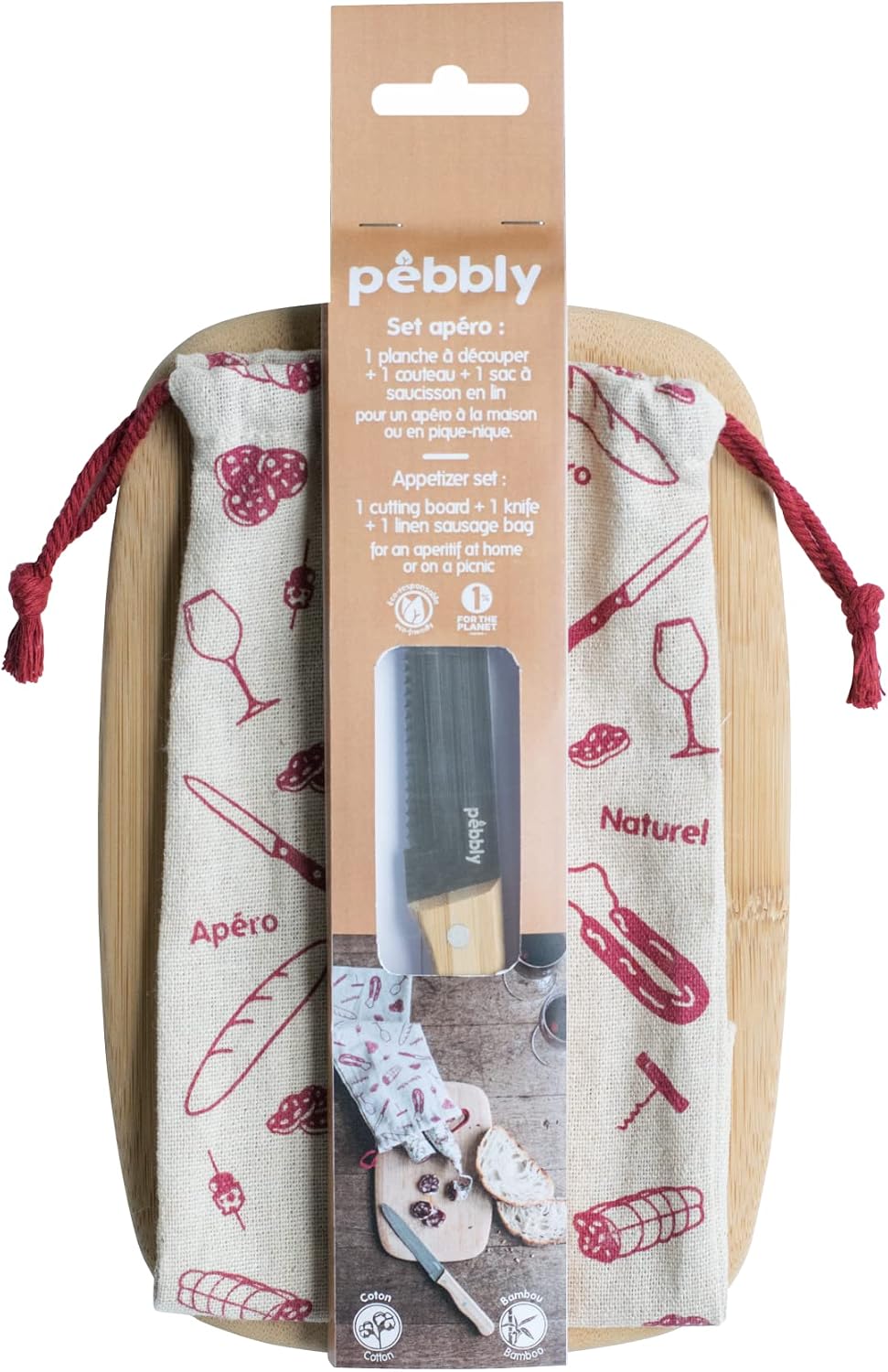 Pebbly NBA200 Aperitif Set, Bamboo, Multi-Colour