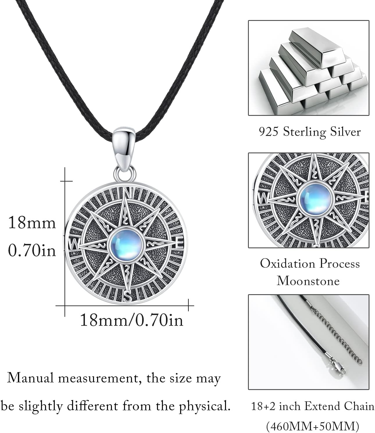 MEDWISE 925 Sterling Silver Locket Necklace That Holds Pictures Photo Necklace Oxidized Rose Flower/Sunflower/Compass/Celtic Heart Pendnat Lockets Gifts for Women Birthday Christmas Gifts
