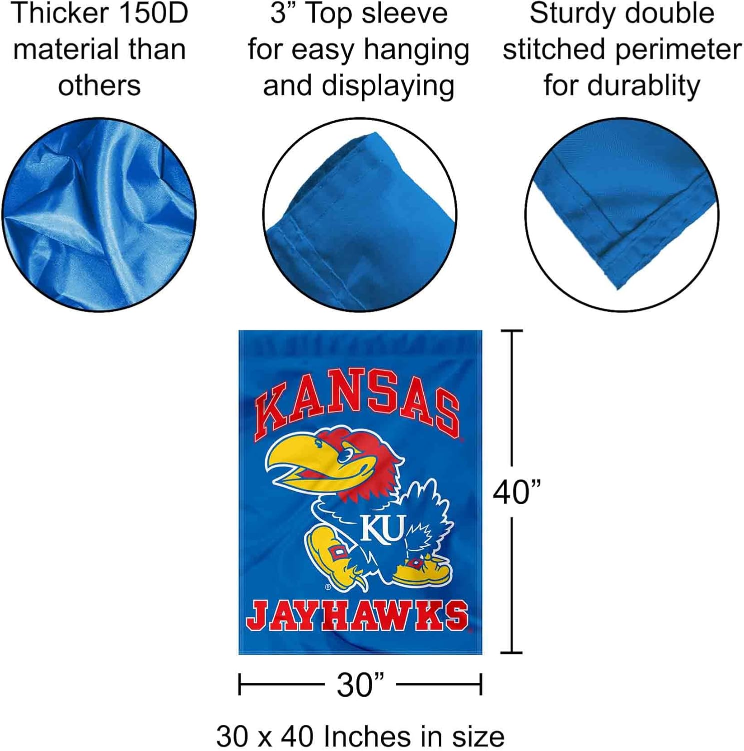 Kansas KU Jayhawks Double Sided House Flag - Image 2