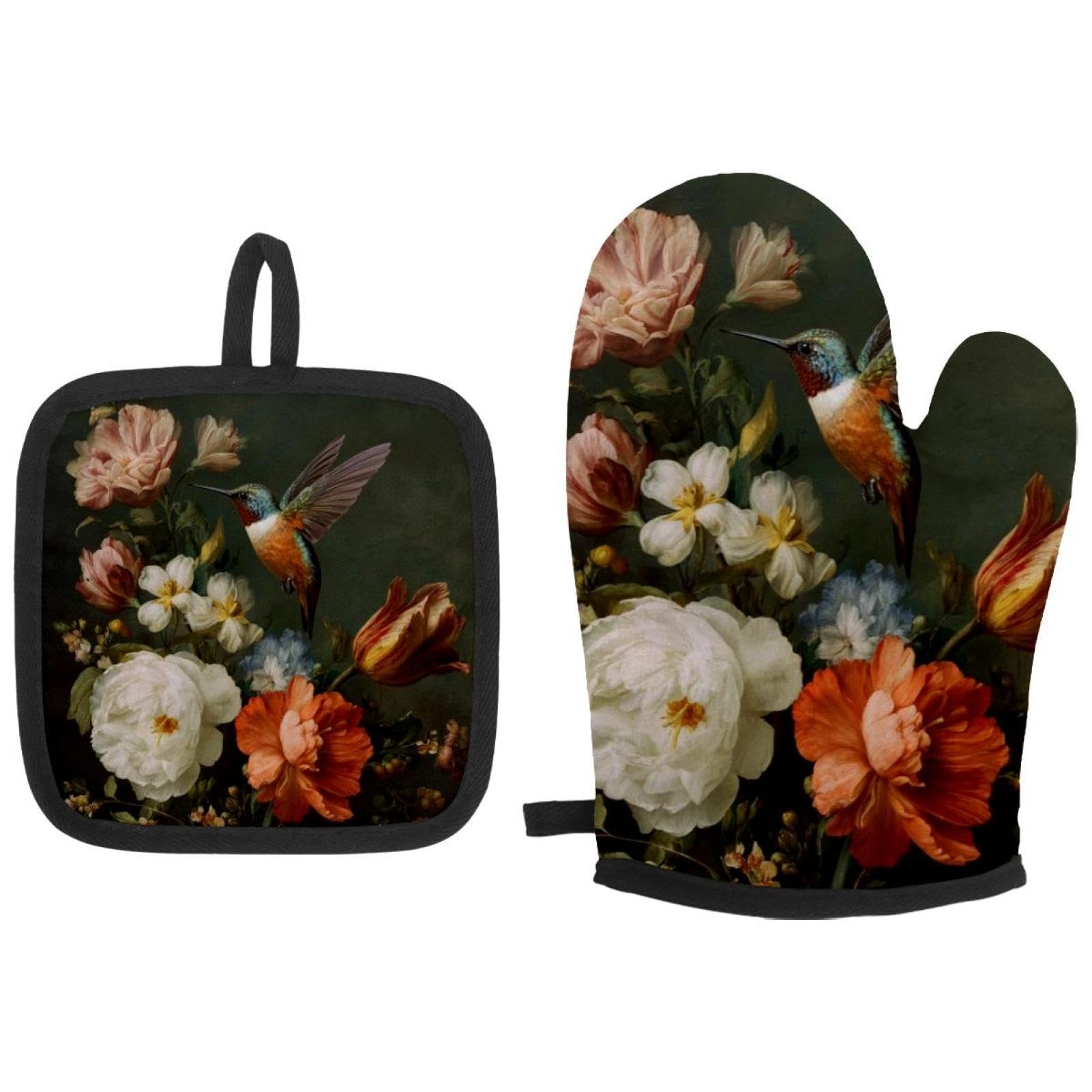Maniques colibri fleurs lavables pour cuisiner en sécurité sans risque de brûlure