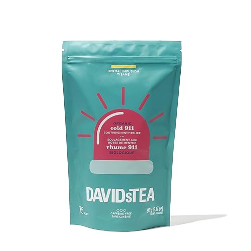 DAVIDsTEA Bolsas de té orgánicas frías 911, té de hierbas calmante prémium en 75 bolsitas de té, 3.17 onzas