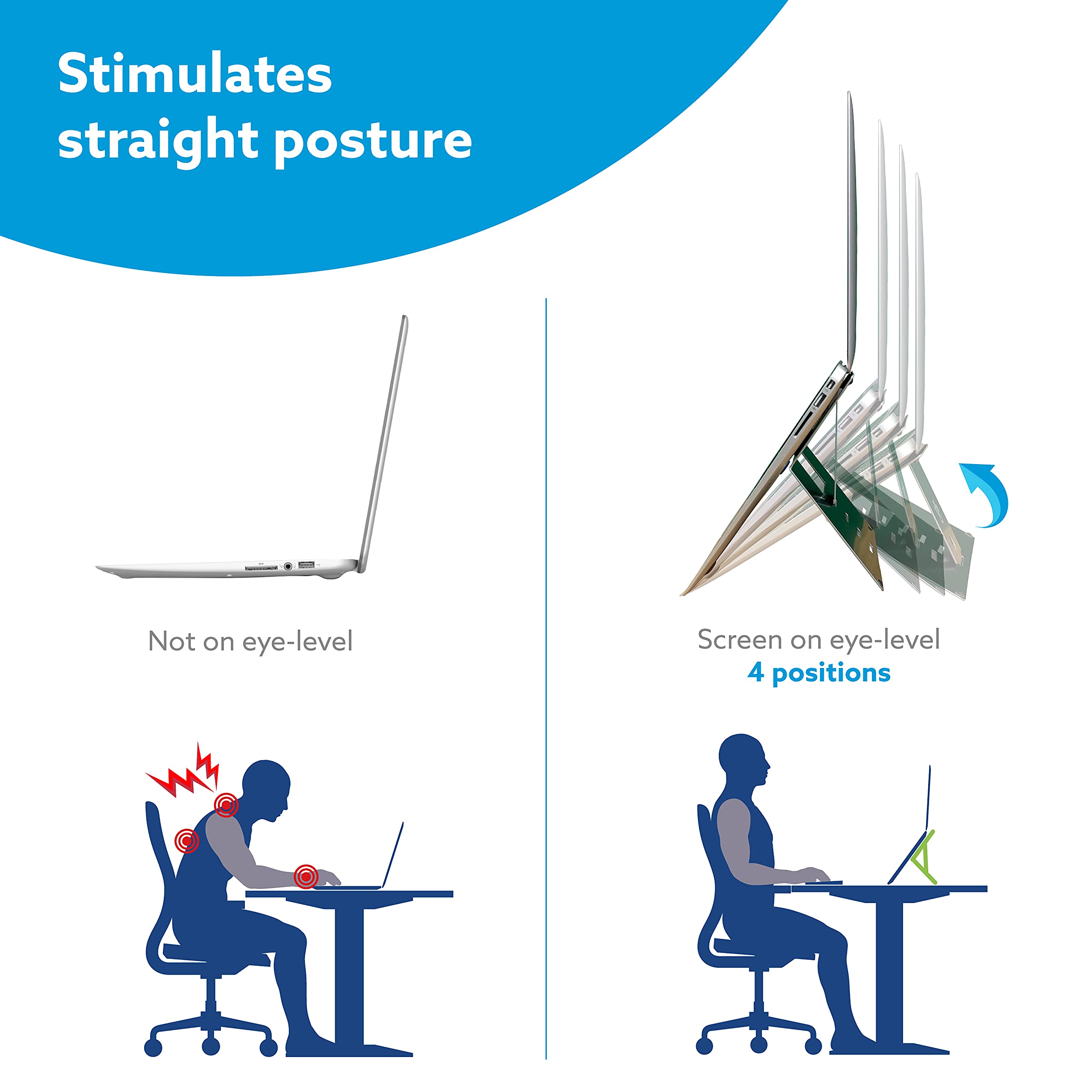 R-Go Tools Ergonomic Laptop Stand - Aluminum Laptop Mount Computer Stand, Attachable Laptop Riser Notebook Holder for 10-22