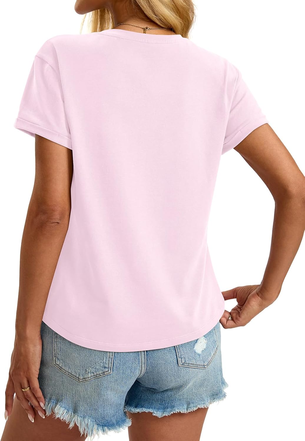 Womens Cotton Deep V Neck Tops Low Cut Short Sleeve Henley Shirts Sexy Fitted Tees Summer Fashion Clothes 2025 - Image 6