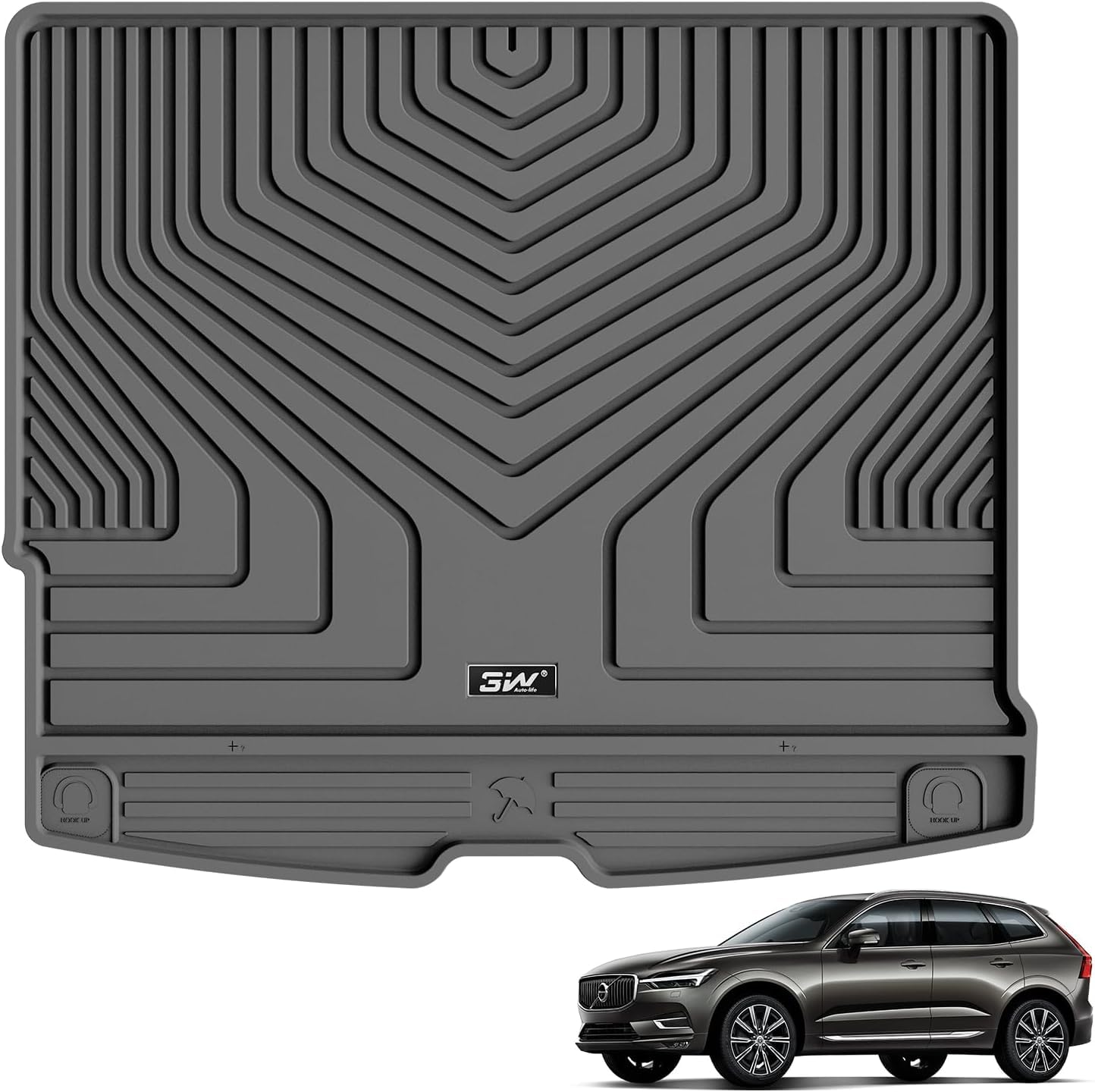 3W Alfombrilla Maletero de 3 Piezas para Volvo XC60 2018-2025 2026,Thorex™ Alfombrillas Maletero de Coche para Todo Tipo de Clima para Volvo XC60 Juego Completo de Maletero, Accesorios, Negro