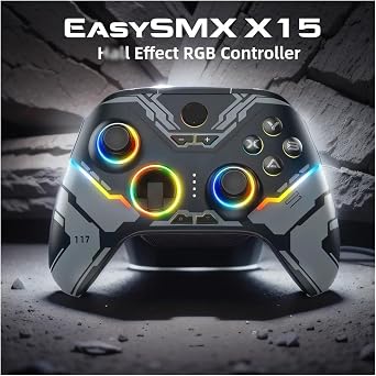 ワイヤレス PC ゲームパッド、PC Windows、Niton Do Sw&it&ch、Android/iOS、RGB、Hall Effect 用 Bluetooth ジョイスティック コントローラーX15