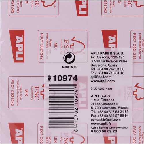 Miniatura 2 de APLI Bloc de notas en forma de cubo de notas adhesivas 2.953 x 2.953 in 400 hojas amarillo, rosa, verde y naranja brillante