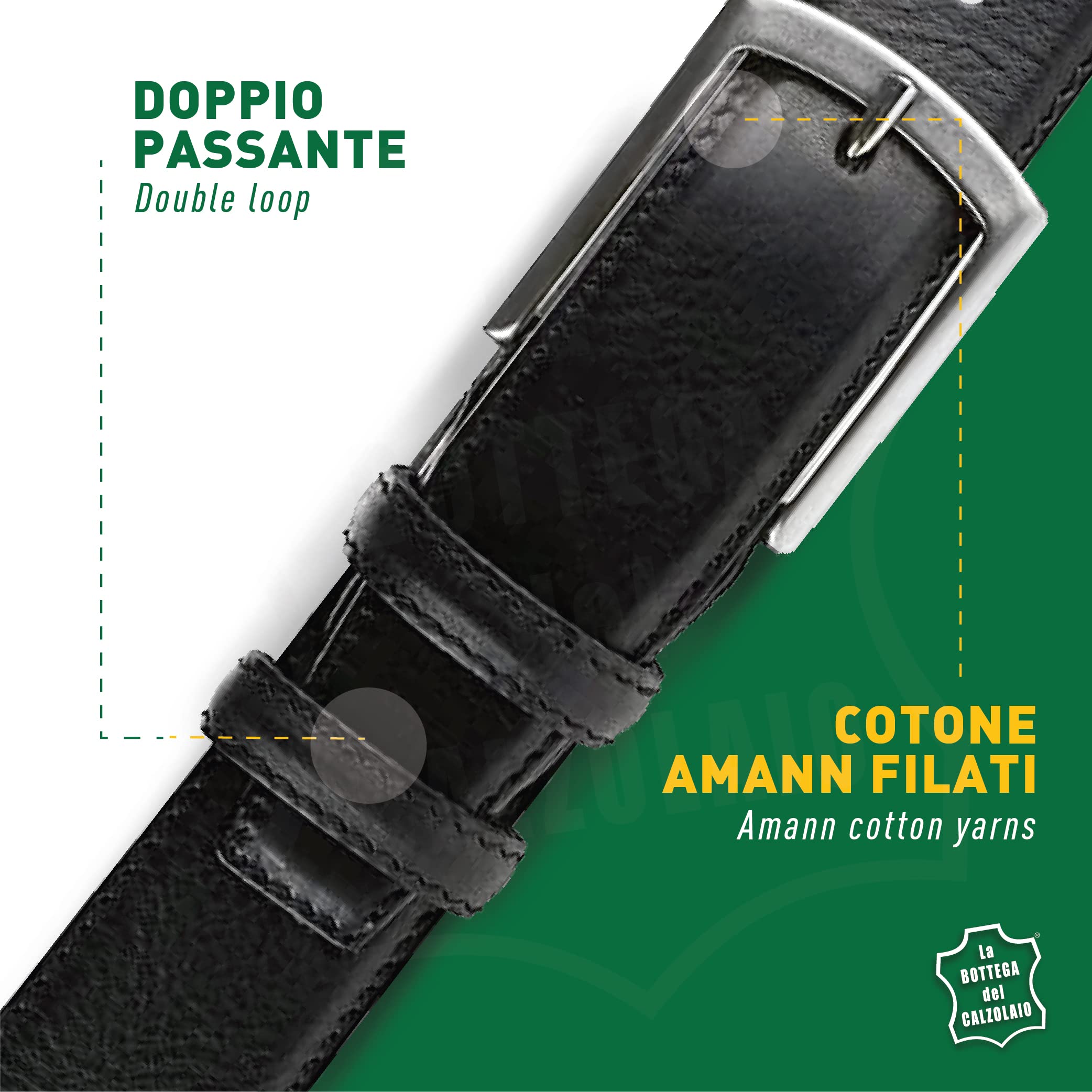 La Bottega del Calzolaio cintura uomo in pelle classica elegante artigianale made in Italy 3,5 cm, resistente, versatile e adatta a ogni occasione