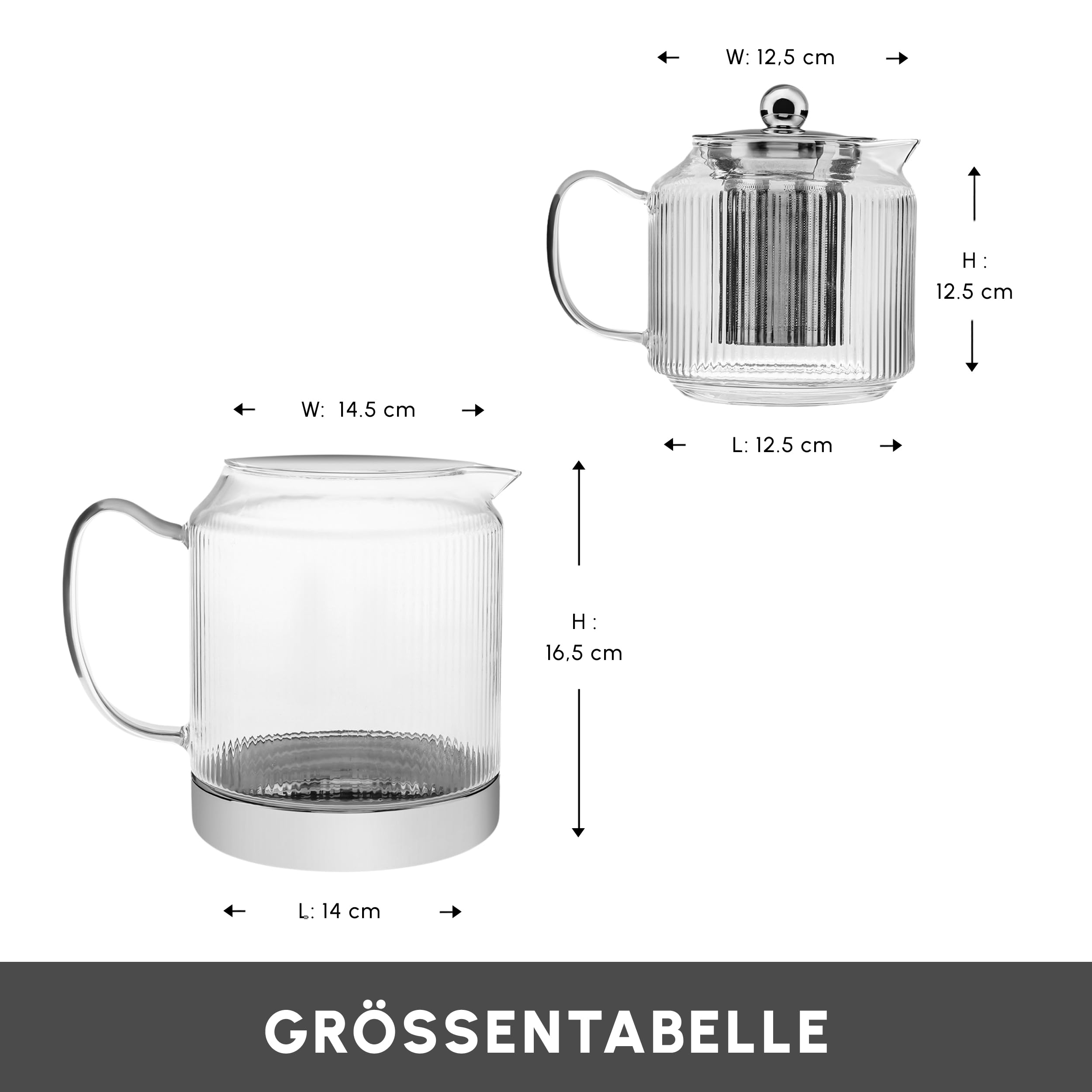 Karaca Kelly XL Borosilikatglas Teekannen-Set mit Edelstahl-Teesieb – Bild 2