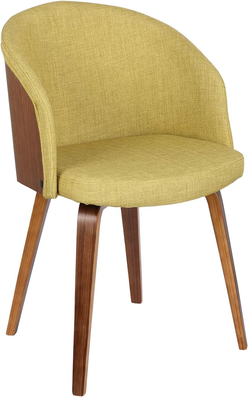 Armen Living Alpine Dining Chair in Green Fabric and Walnut Wood Finish