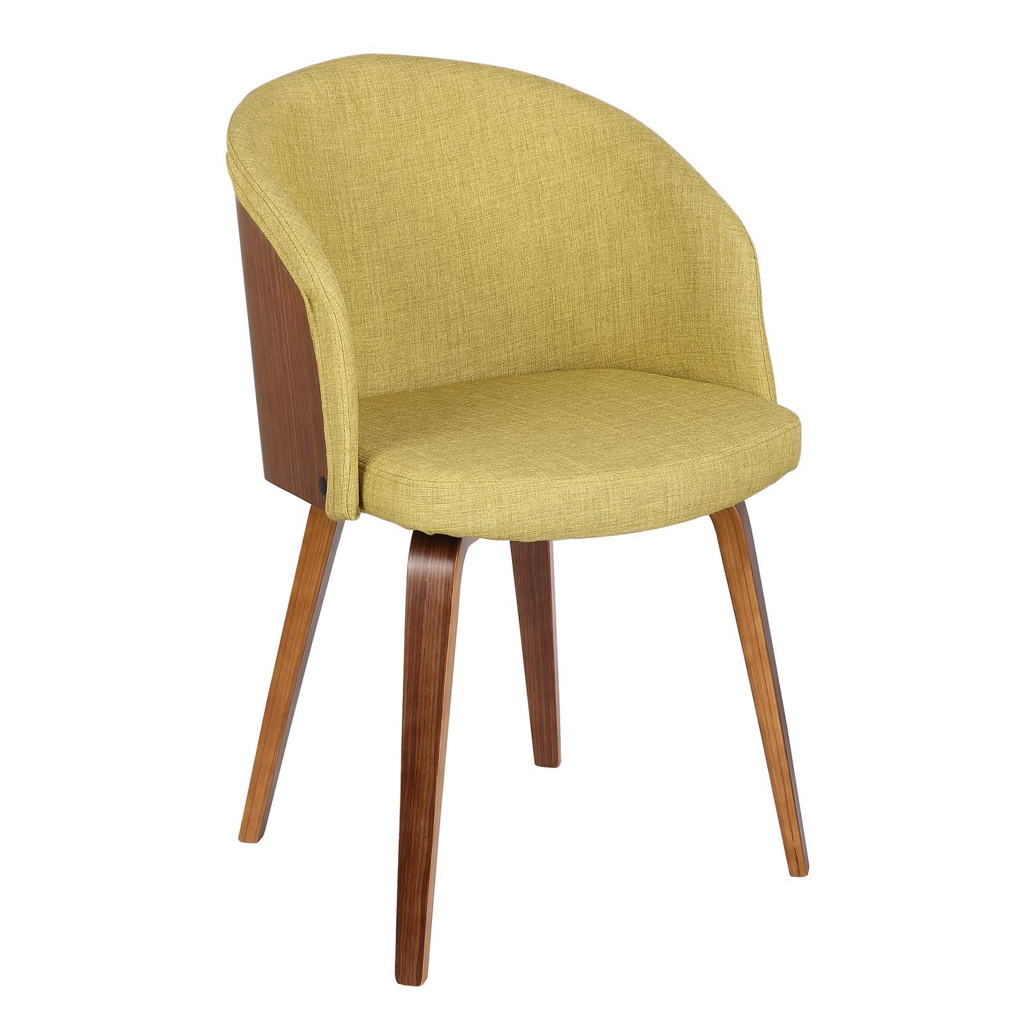 Armen Living Alpine Dining Chair in Green Fabric and Walnut Wood Finish