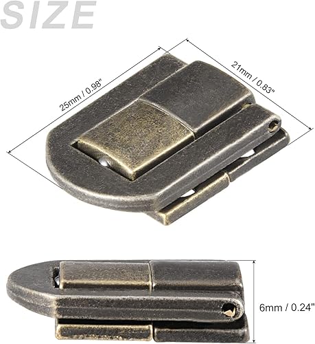 Miniatura 2 de METALLIXITY Cerradura de palanca (0.984 in x 0.827 in), 2 piezas, cierres de cerrojo de aleación de zinc, para gabinetes, cajas y maletas, tono