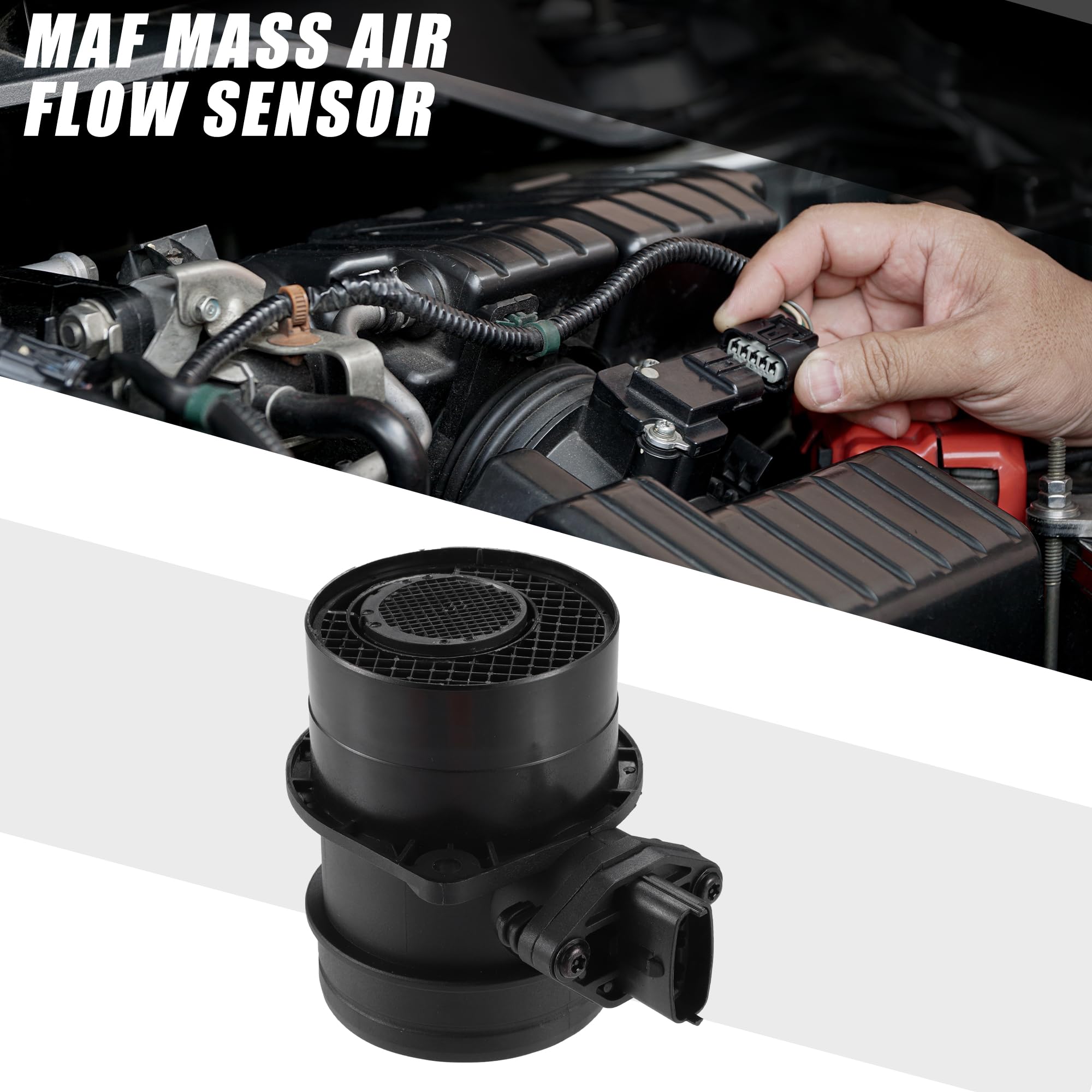 A ABSOPRO Capteur De Débit D'Air Massique MAF Pour Kia Sorento 05-08 1pc | Plastique, Noir, 5 Broches, No.28164-4A000, Pour Kia Carnival, Pour Kia Bongo3, Pour Hyundai Terracan, Pour Hyundai H-1